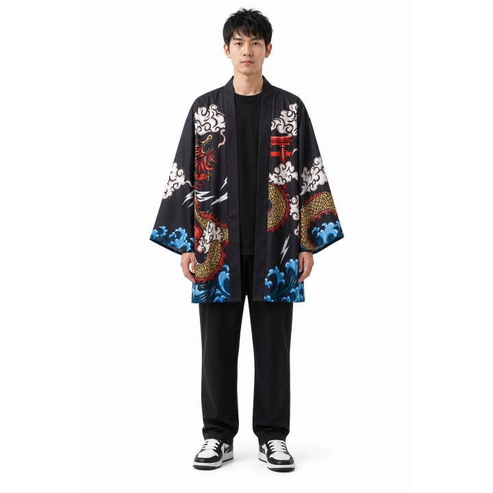 Kimono graphique — porté de face