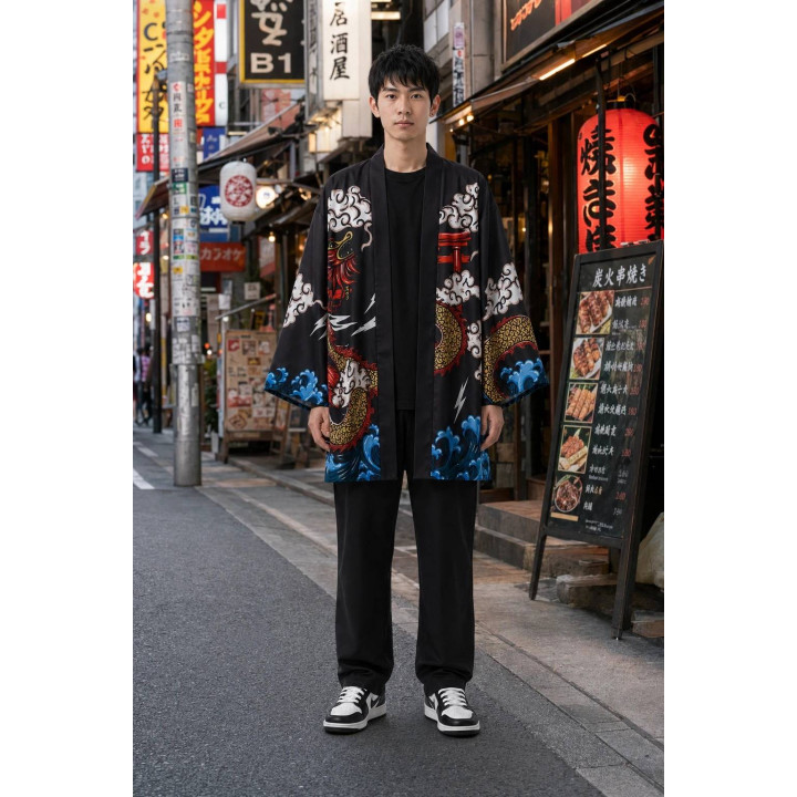 Kimono graphique — lifestyle extérieur