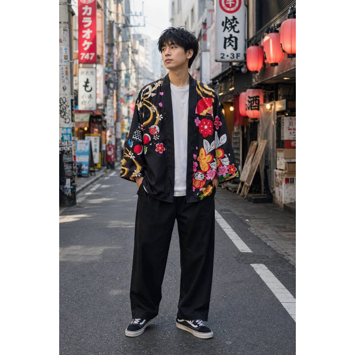 Kimono floral — lifestyle extérieur