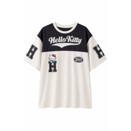 T-shirt Hello Kitty noir et blanc — vue produit fond blanc