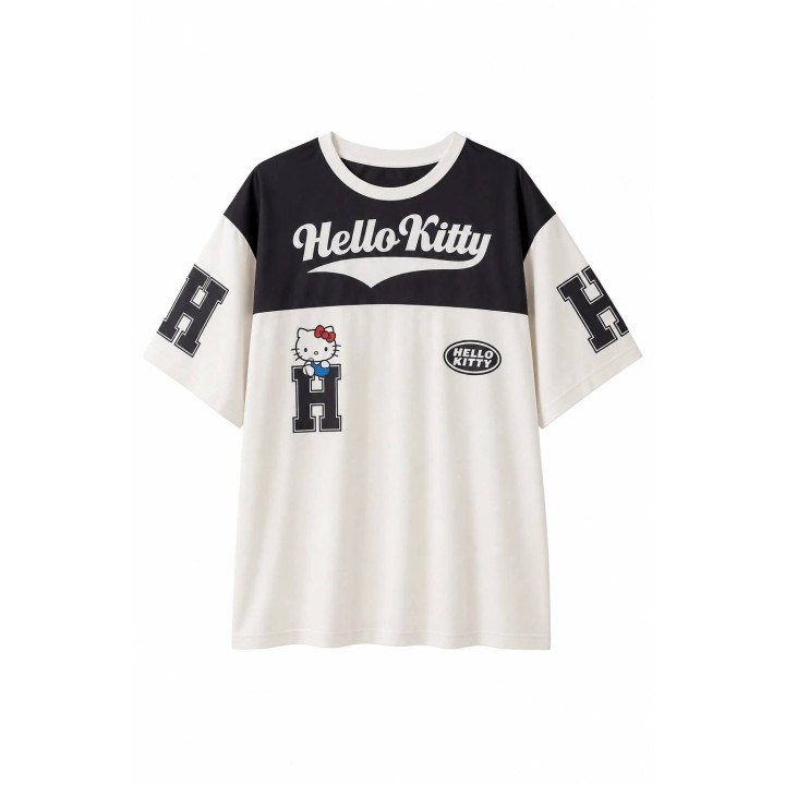 T-shirt Hello Kitty noir et blanc — vue produit fond blanc