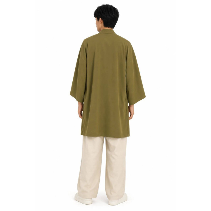 Kimono Floral Kurosora — Kaki — mannequin homme dos