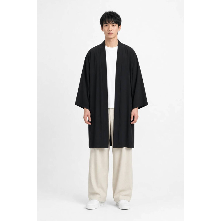 Kimono Floral Kurosora — Noir — mannequin homme face