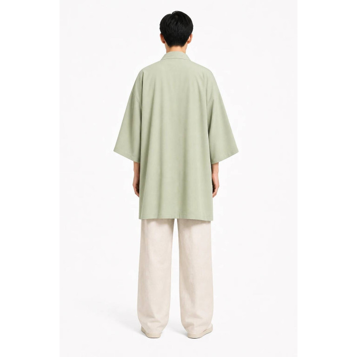 Kimono Floral Kurosora — Vert sauge — mannequin homme dos