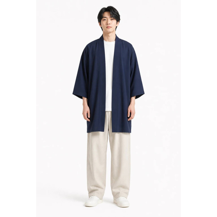 Kimono Floral Kurosora — Bleu marine — mannequin homme face