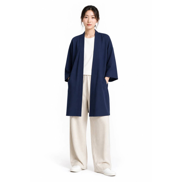 Kimono Floral Kurosora — Bleu marine — mannequin femme face