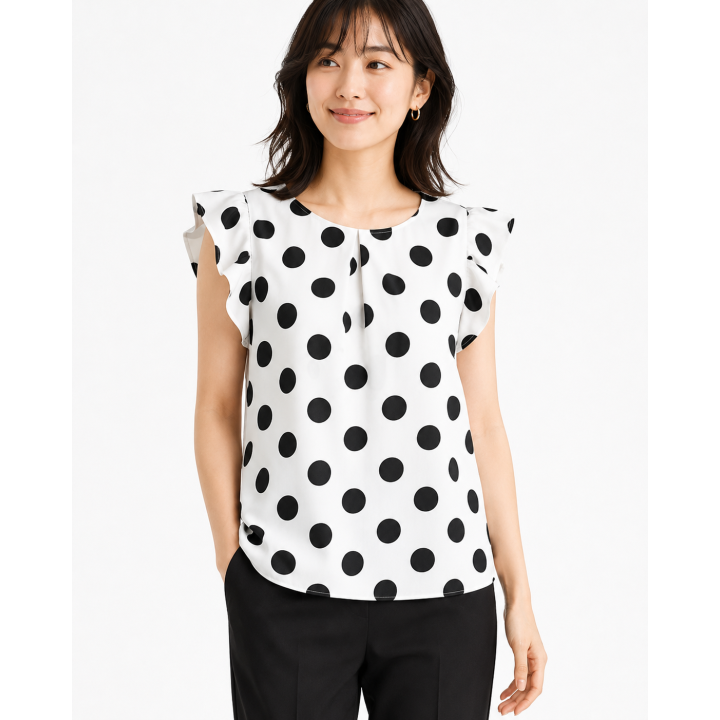 Vêtements japonais et coréens pour filles - Tops japonais et coréens pour femmes - Chemisier à pois