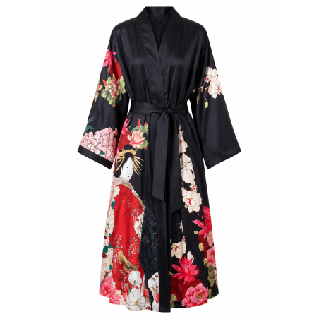 Kimono Floral Yuzuki — porté de face
