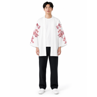 Vêtements japonais et coréens pour homme - Kimono Shiro to pinku