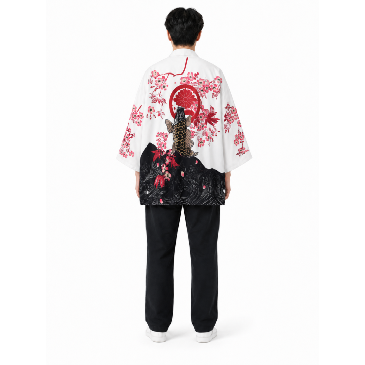 Vêtements japonais et coréens pour homme - Kimono Shiro to pinku