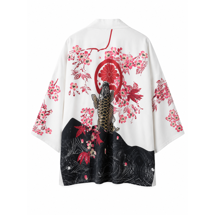 Vêtements japonais et coréens pour homme - Kimono Shiro to pinku