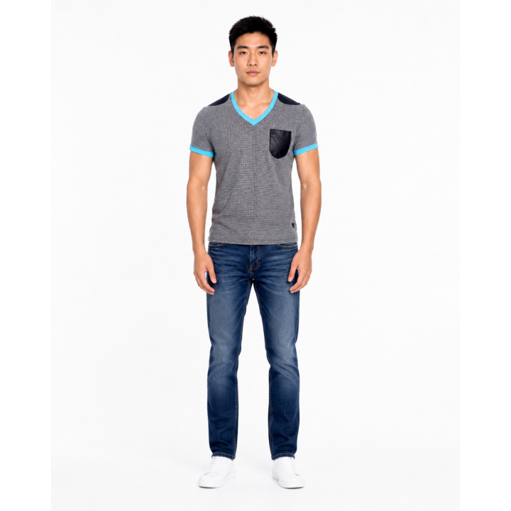 T-shirt homme à maille col V | Japean