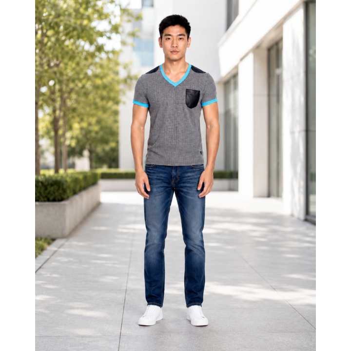 T-shirt homme à maille col V | Japean