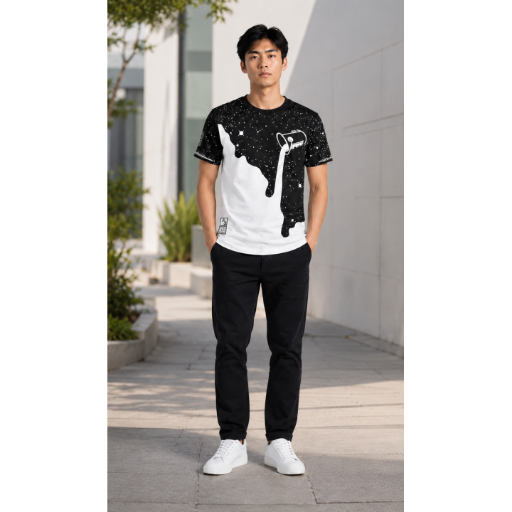 T-shirt imprimé noir et blanc | Japean