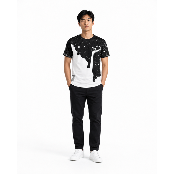 T-shirt imprimé noir et blanc | Japean
