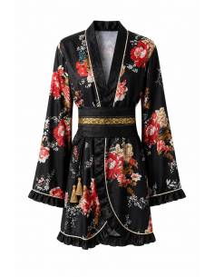 Kimono Ample a fleurs — vue produit fond blanc