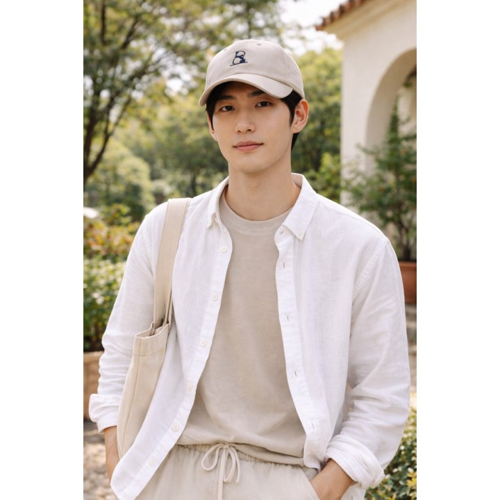 Casquette baseball beige brodée B