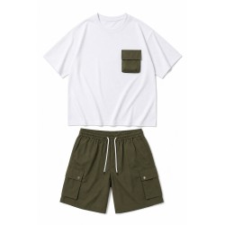 Ensemble japonais short cargo kaki Homme
