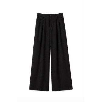 Pantalon Large à Pinces Noir