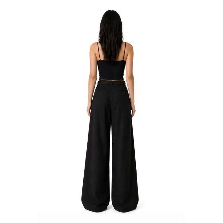 Pantalon Large à Pinces Noir