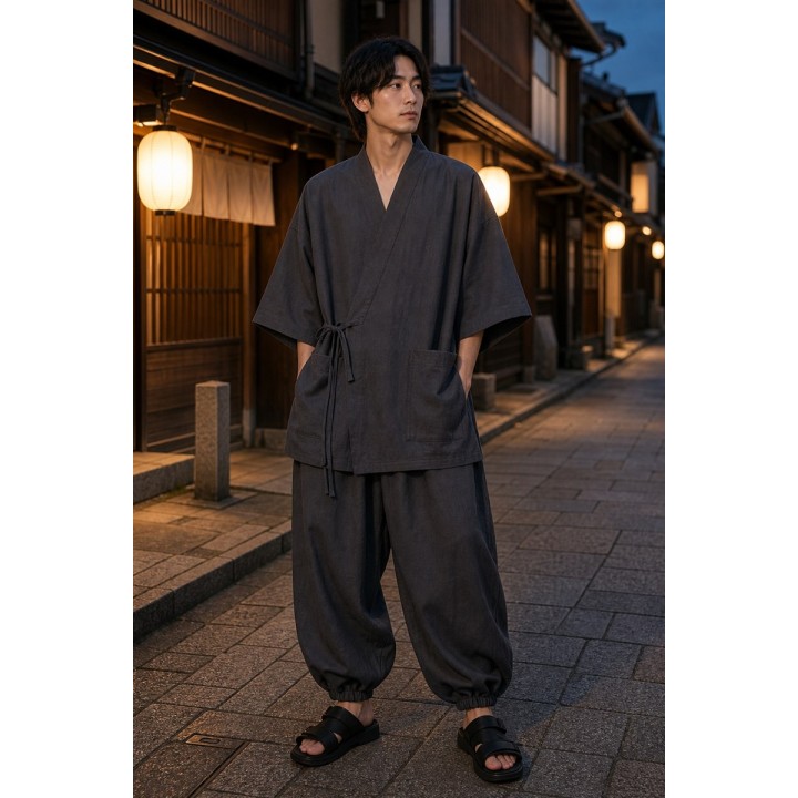 Ensemble Kimono Gris Anthracite
