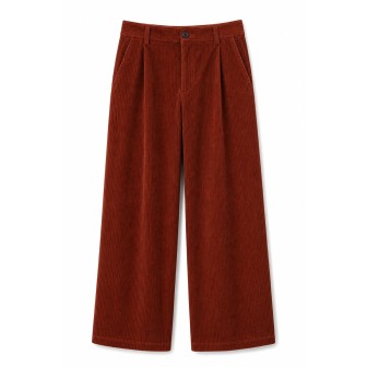 Pantalon Large Velours Rouille