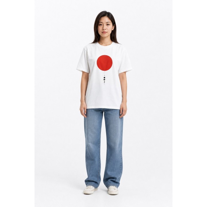 T-shirt Blanc Soleil Rouge