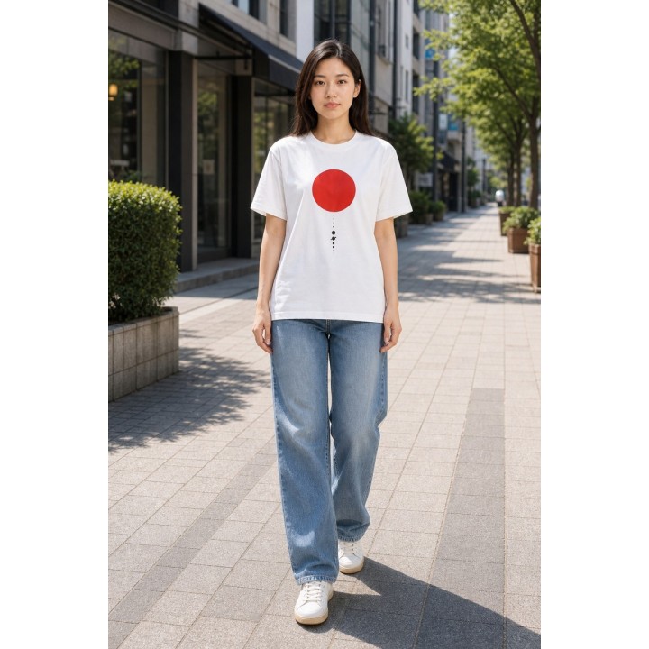 T-shirt Blanc Soleil Rouge