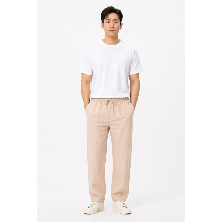 Pantalon Lin Beige Cordon
