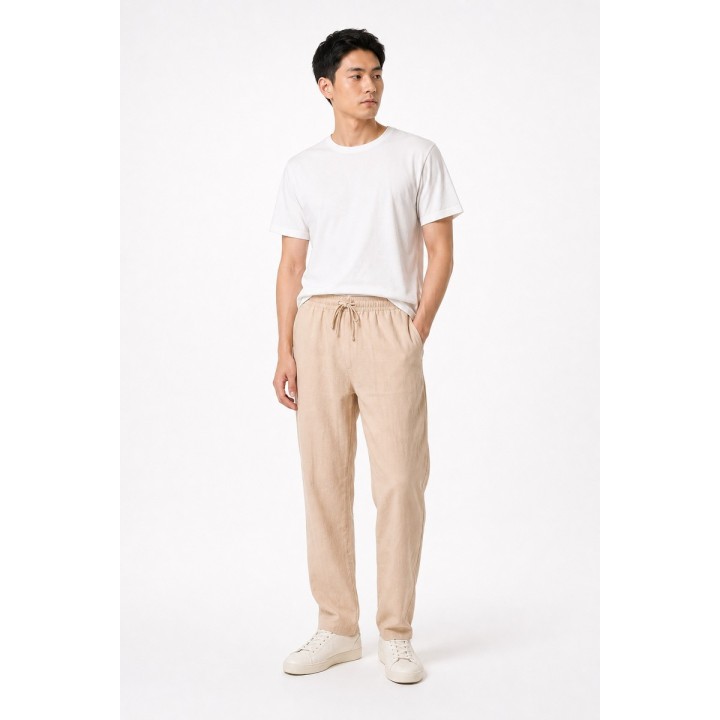 Pantalon Lin Beige Cordon