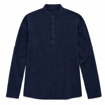 Chemise Henley Marine Texturée