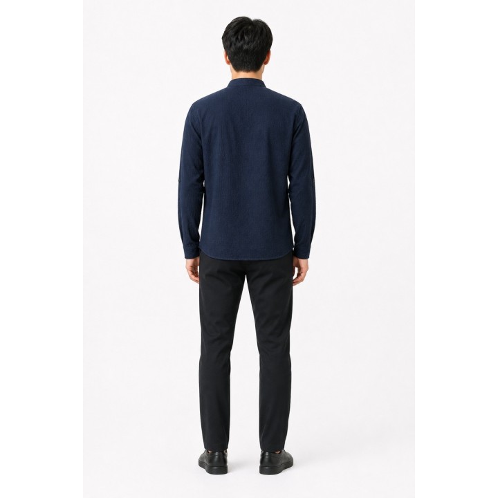 Chemise Henley Marine Texturée