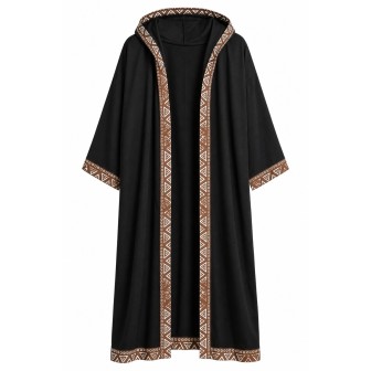 Kimono Long à Capuche Noir