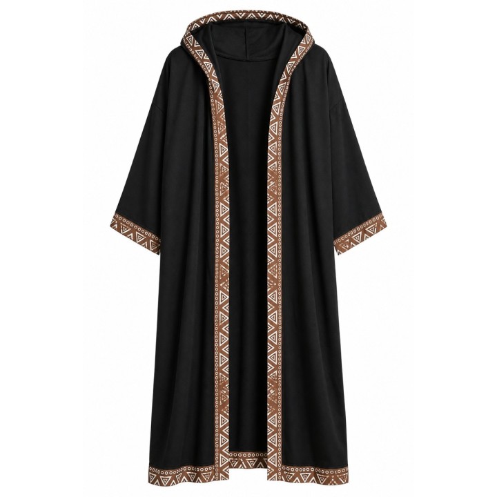 Kimono Long à Capuche Noir