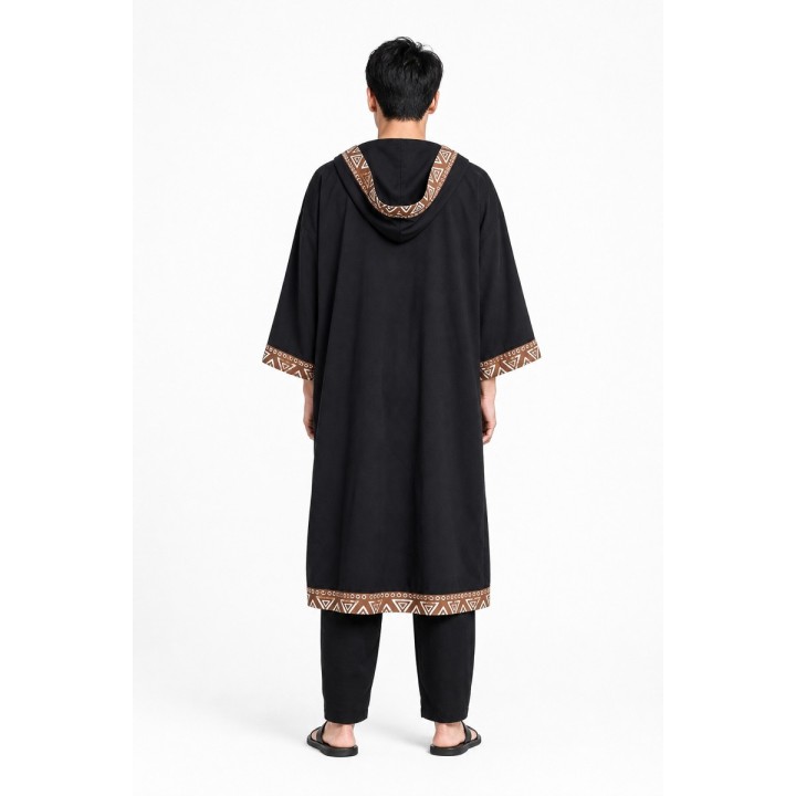 Kimono Long à Capuche Noir