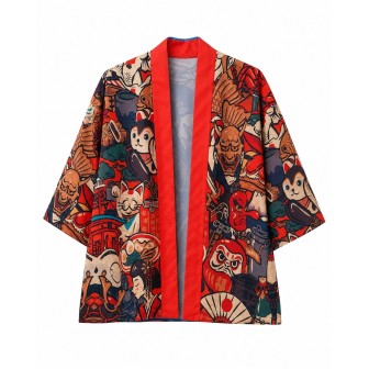 Kimono Rouge Chats Samouraï