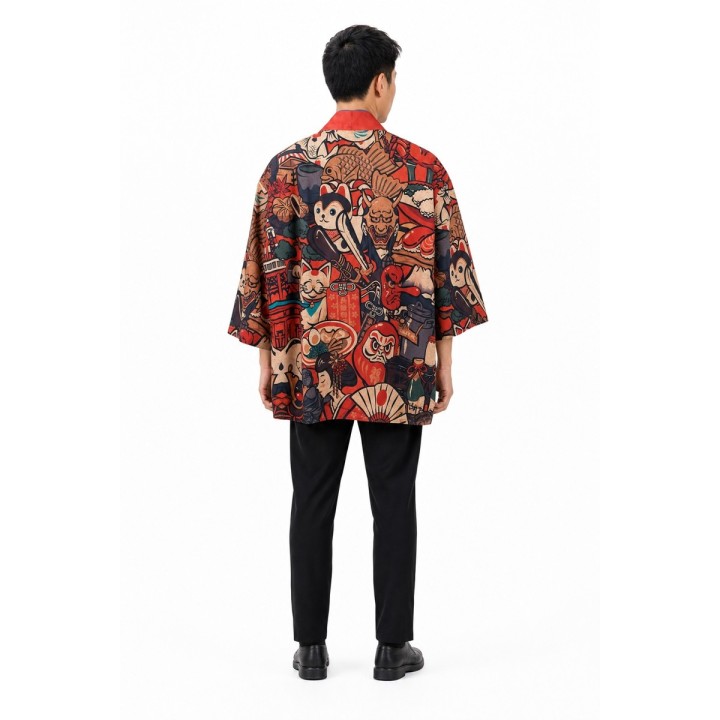 Kimono Rouge Chats Samouraï