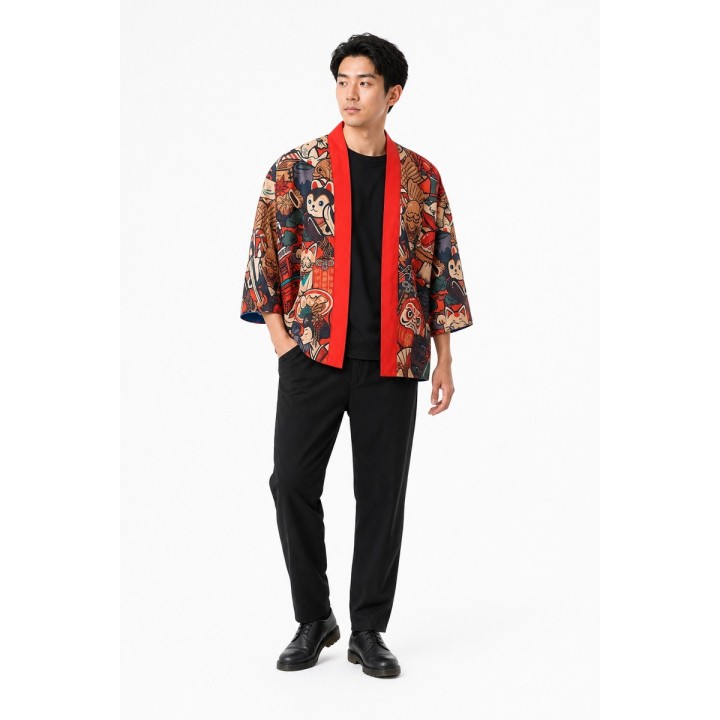 Kimono Rouge Chats Samouraï