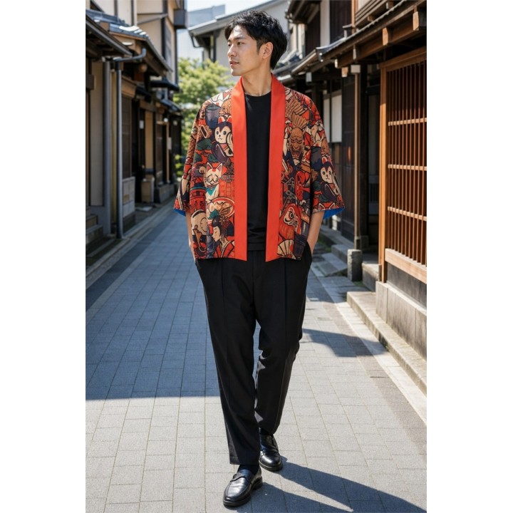 Kimono Rouge Chats Samouraï
