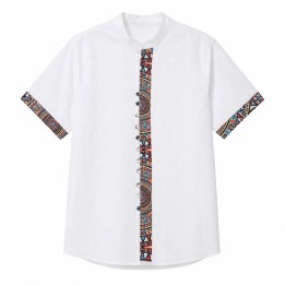 Chemise Col Mao Bande Ethnique