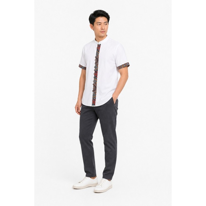 Chemise Col Mao Bande Ethnique