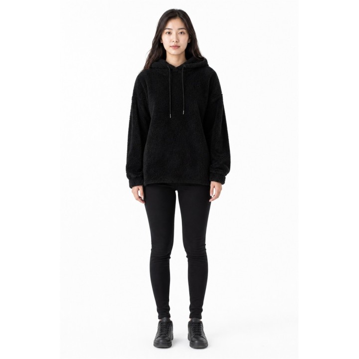 Sweat à Capuche Polaire Noir