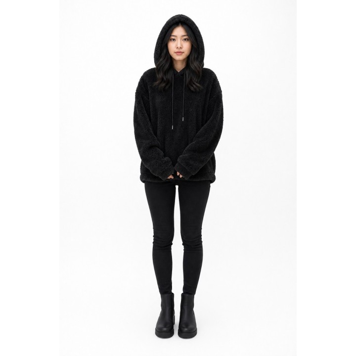 Sweat à Capuche Polaire Noir
