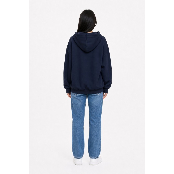 Sweat à Capuche Col V - Bleu marine