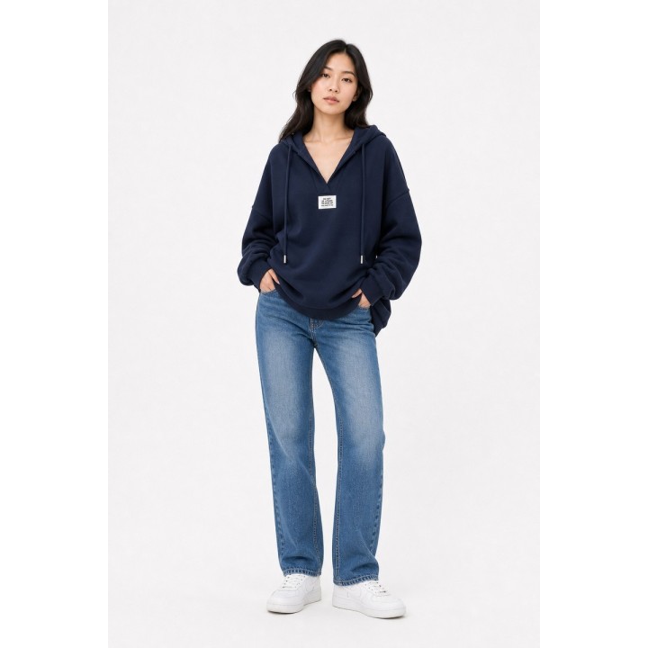 Sweat à Capuche Col V - Bleu marine