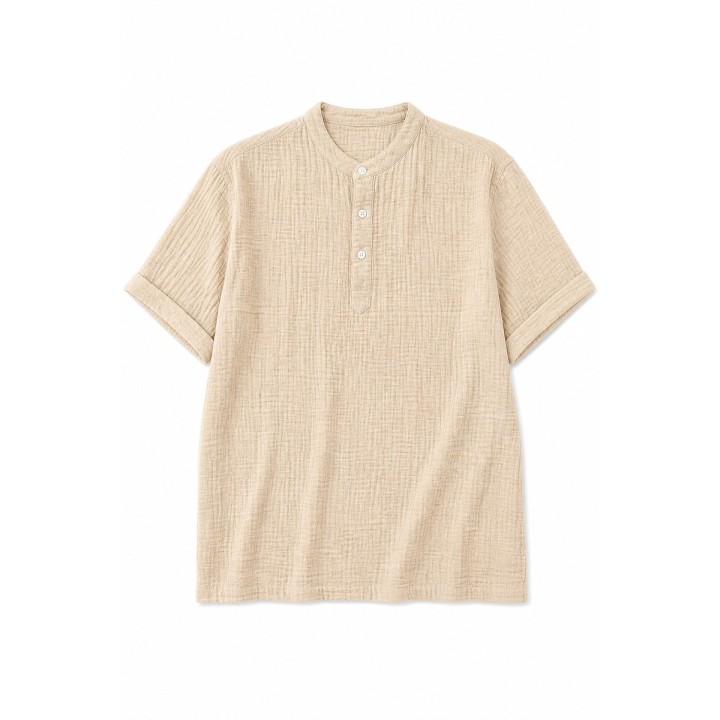 Chemise Col Mao Gaze de Coton