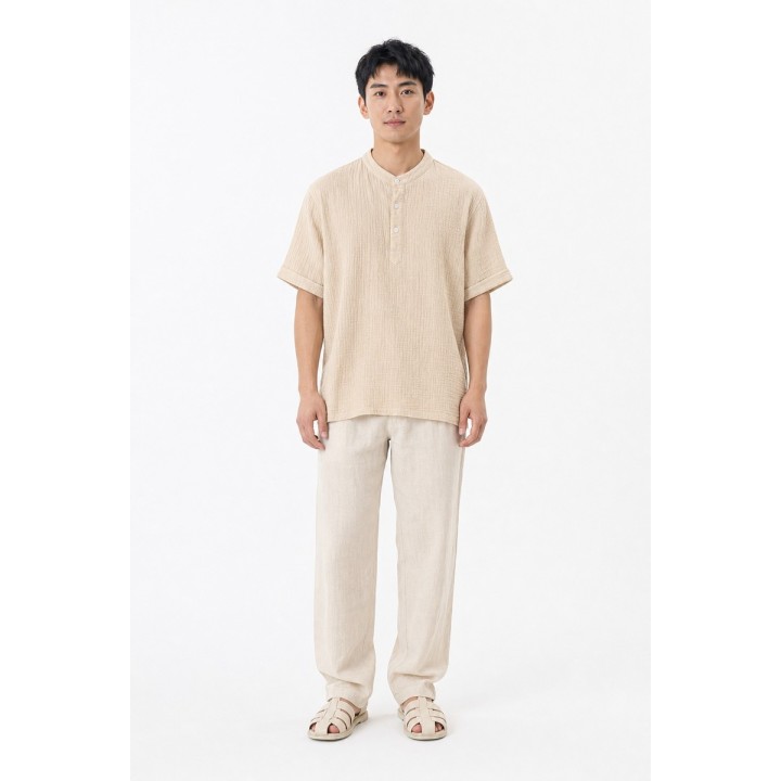 Chemise Col Mao Gaze de Coton