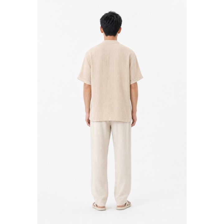 Chemise Col Mao Gaze de Coton
