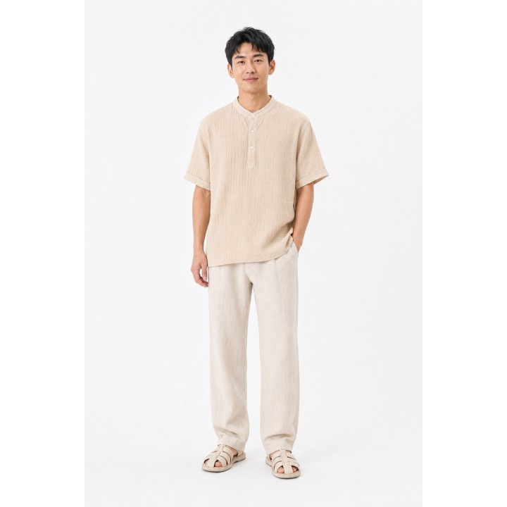 Chemise Col Mao Gaze de Coton