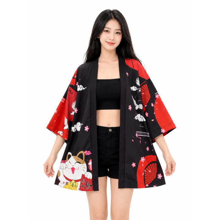 Kimono Maneki Neko Akane | Kimono Japonais Femme – Japean